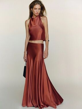 NEW Reformation Sera Silk Two Piece In Rosewood Size 12